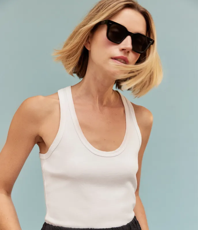 Cher Ribbed Scoop Neck Tank sold by Michael Stars