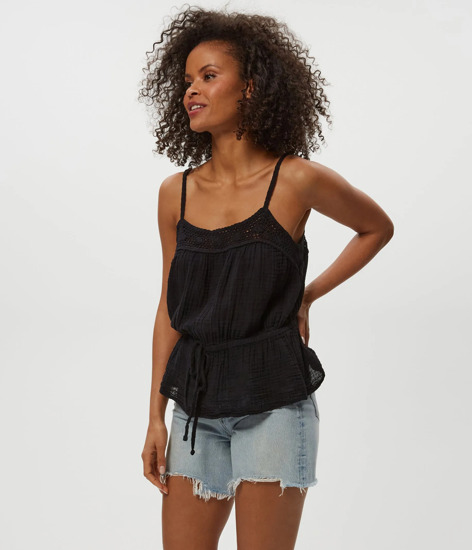 Dahlia Crochet Trim Waist Tie Tank sold by Michael Stars product image thumbnail 3