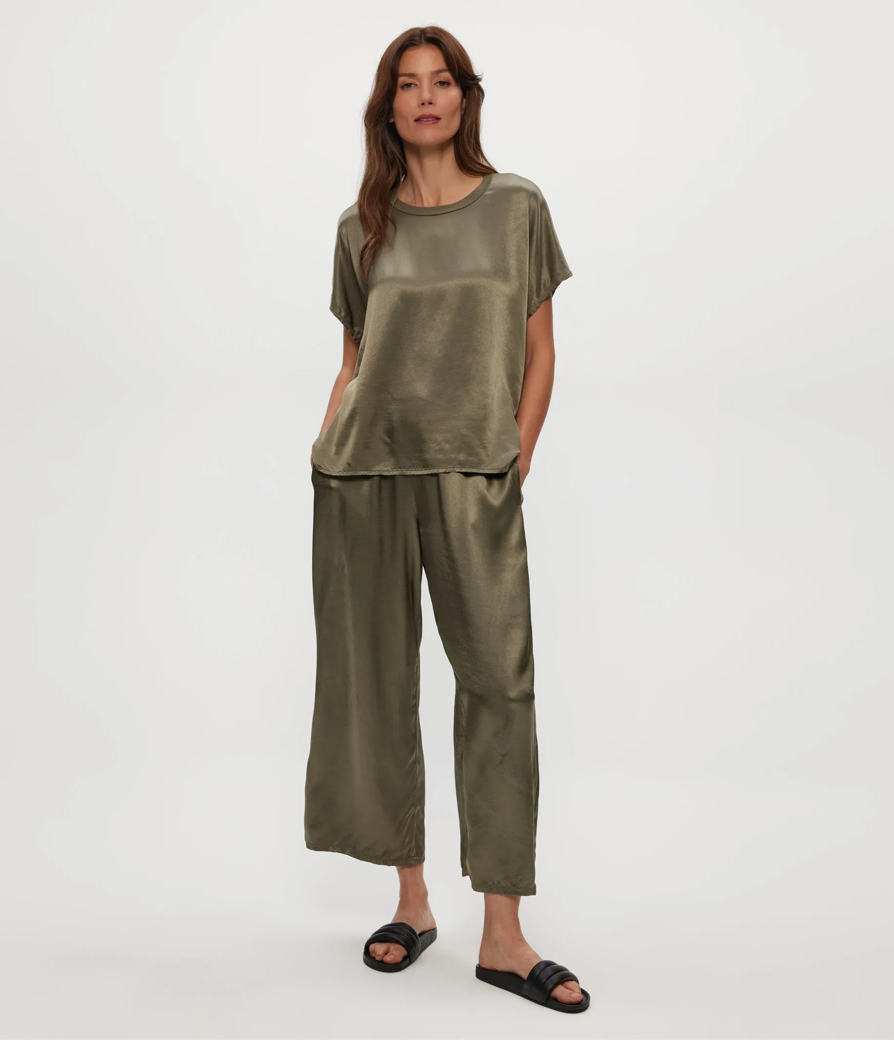 Sacha Satin Cropped Pant sold by Michael Stars product image thumbnail 2