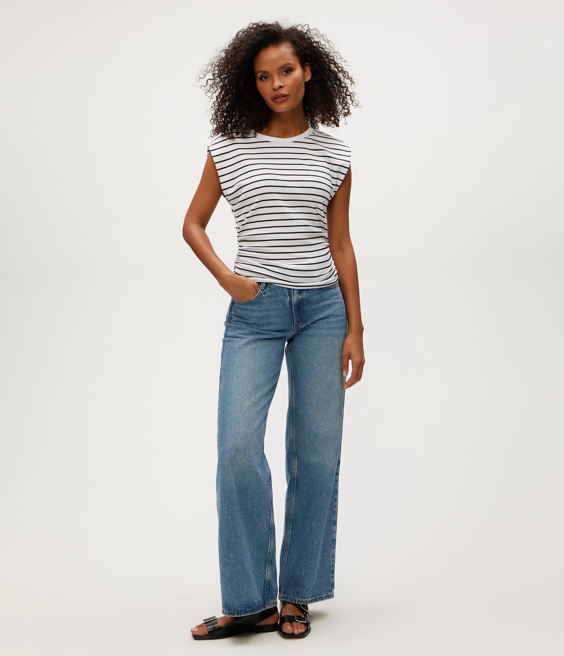 Joni Striped Power Shoulder Tee sold by Michael Stars product image thumbnail 2