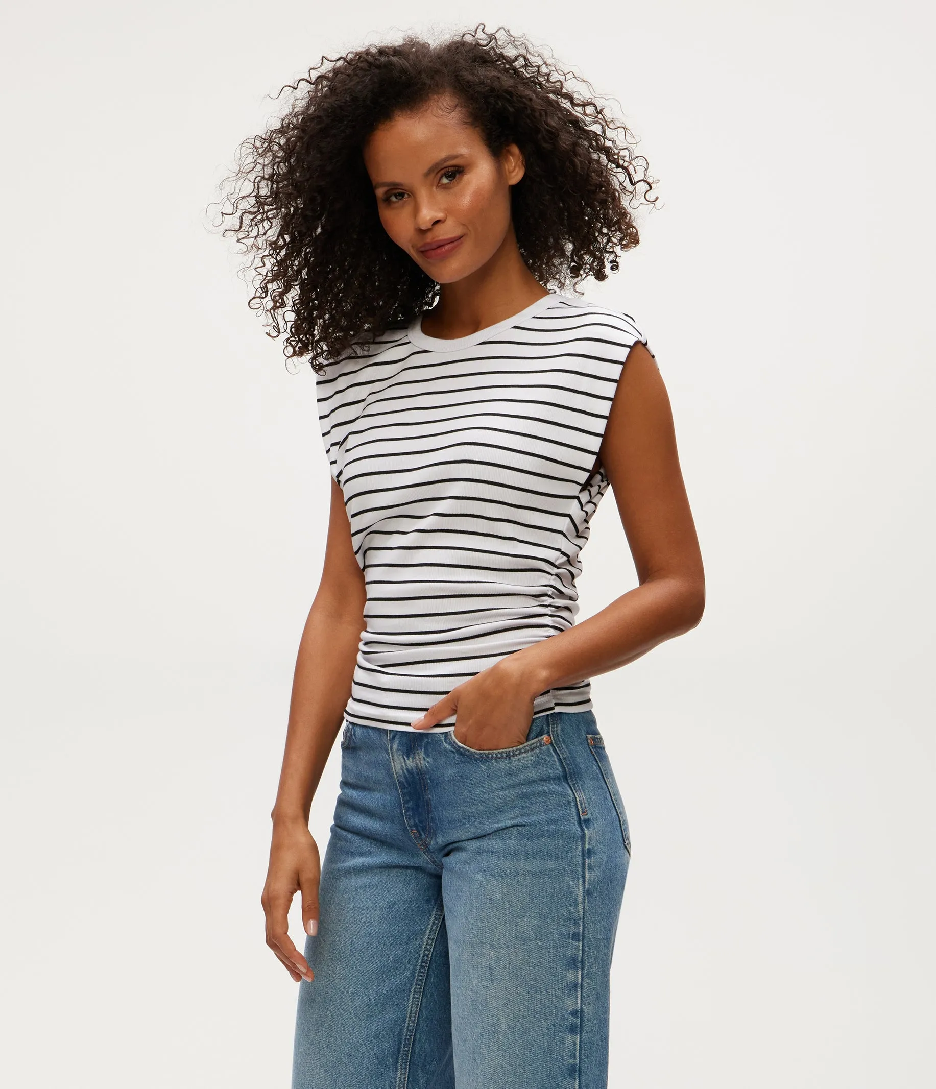Joni Striped Power Shoulder Tee sold by Michael Stars product image thumbnail 3
