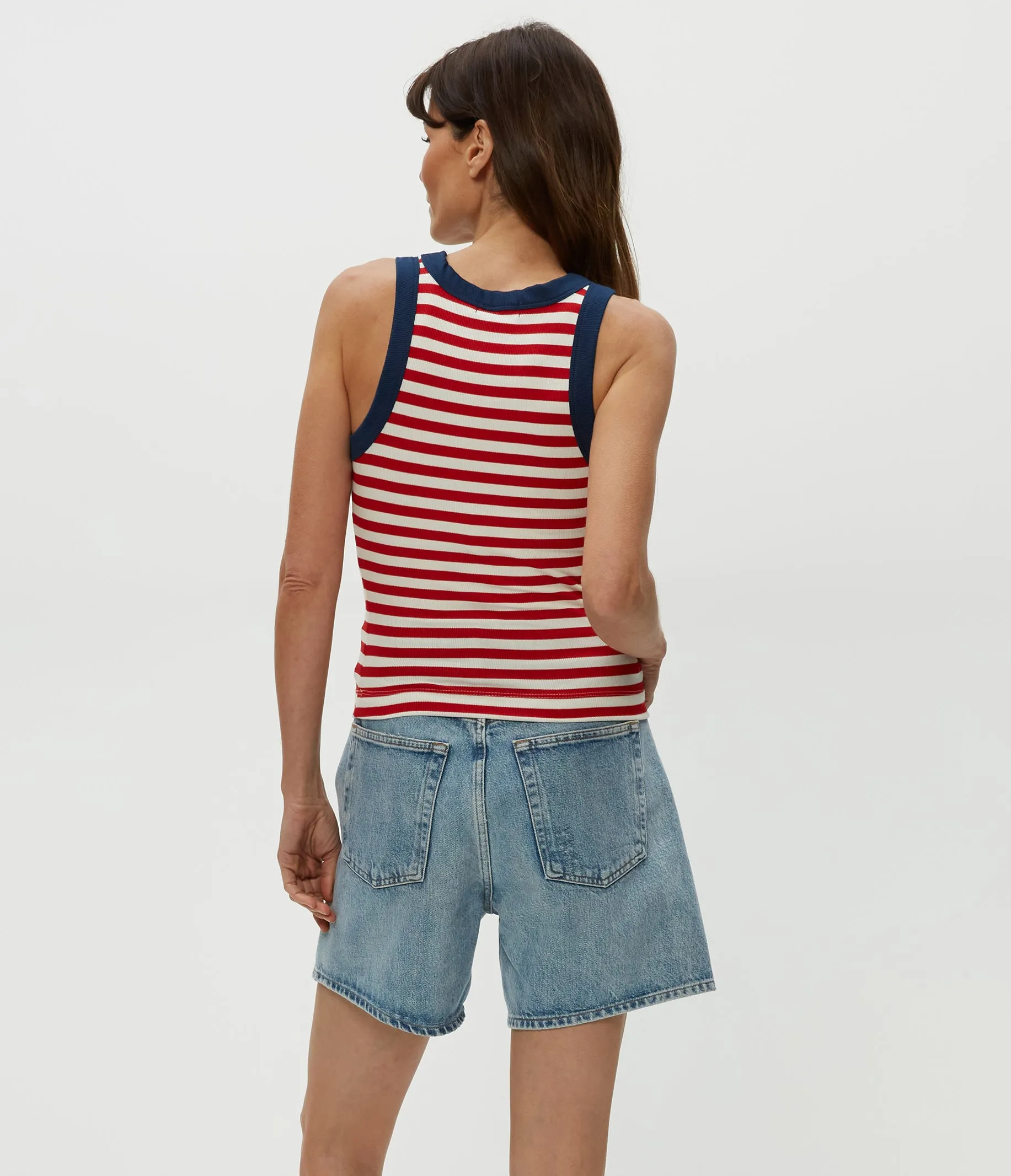 Gina Stripe Ribbed Crop Tank sold by Michael Stars product image thumbnail 5