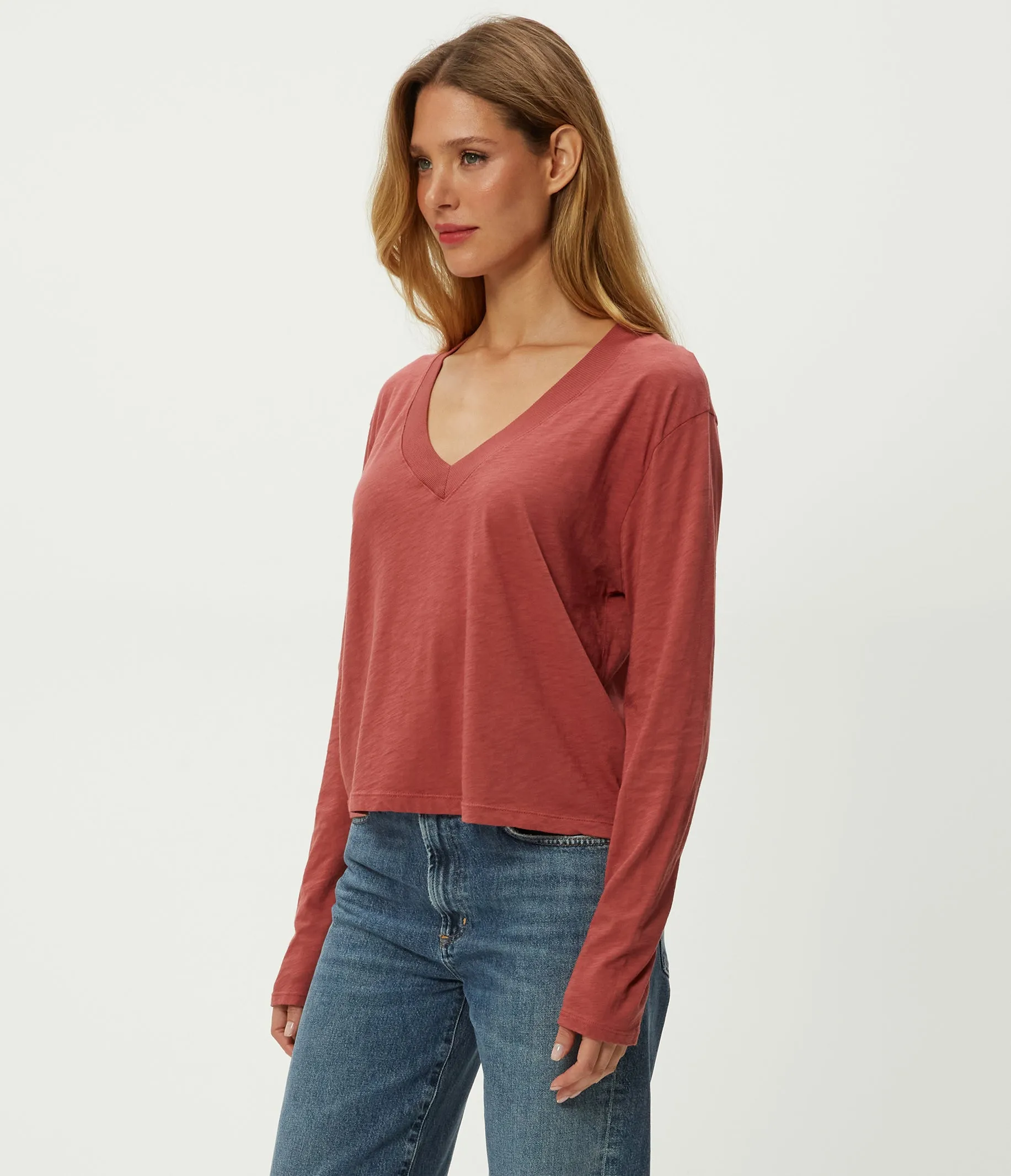 Brea Cropped V-Neck Tee sold by Michael Stars product image thumbnail 3