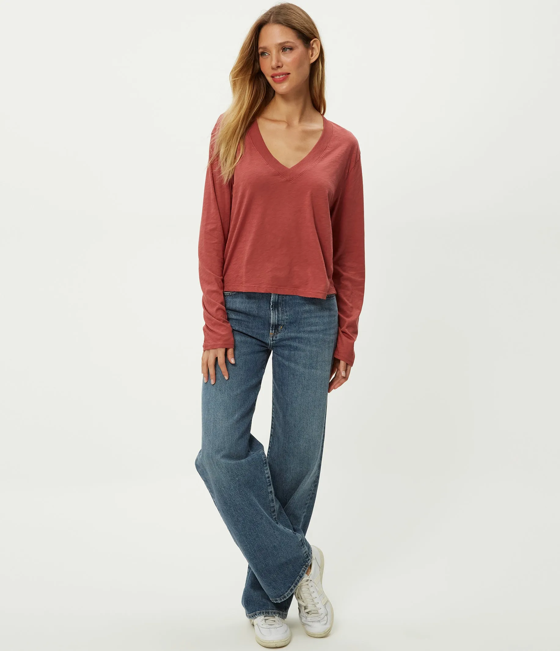 Brea Cropped V-Neck Tee sold by Michael Stars product image thumbnail 2