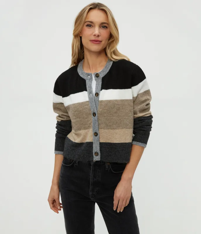 Fiona Stripe Crewneck Cardigan sold by Michael Stars