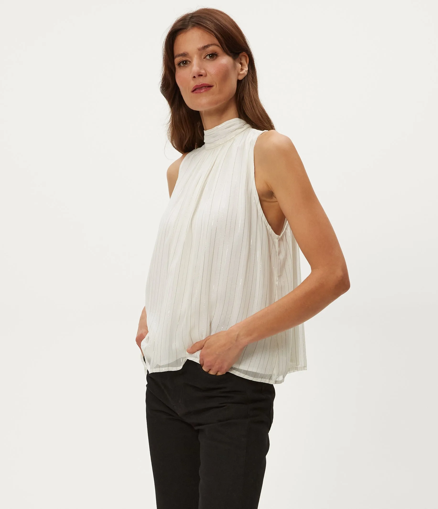 Alicia Tie Neck Top sold by Michael Stars product image thumbnail 5