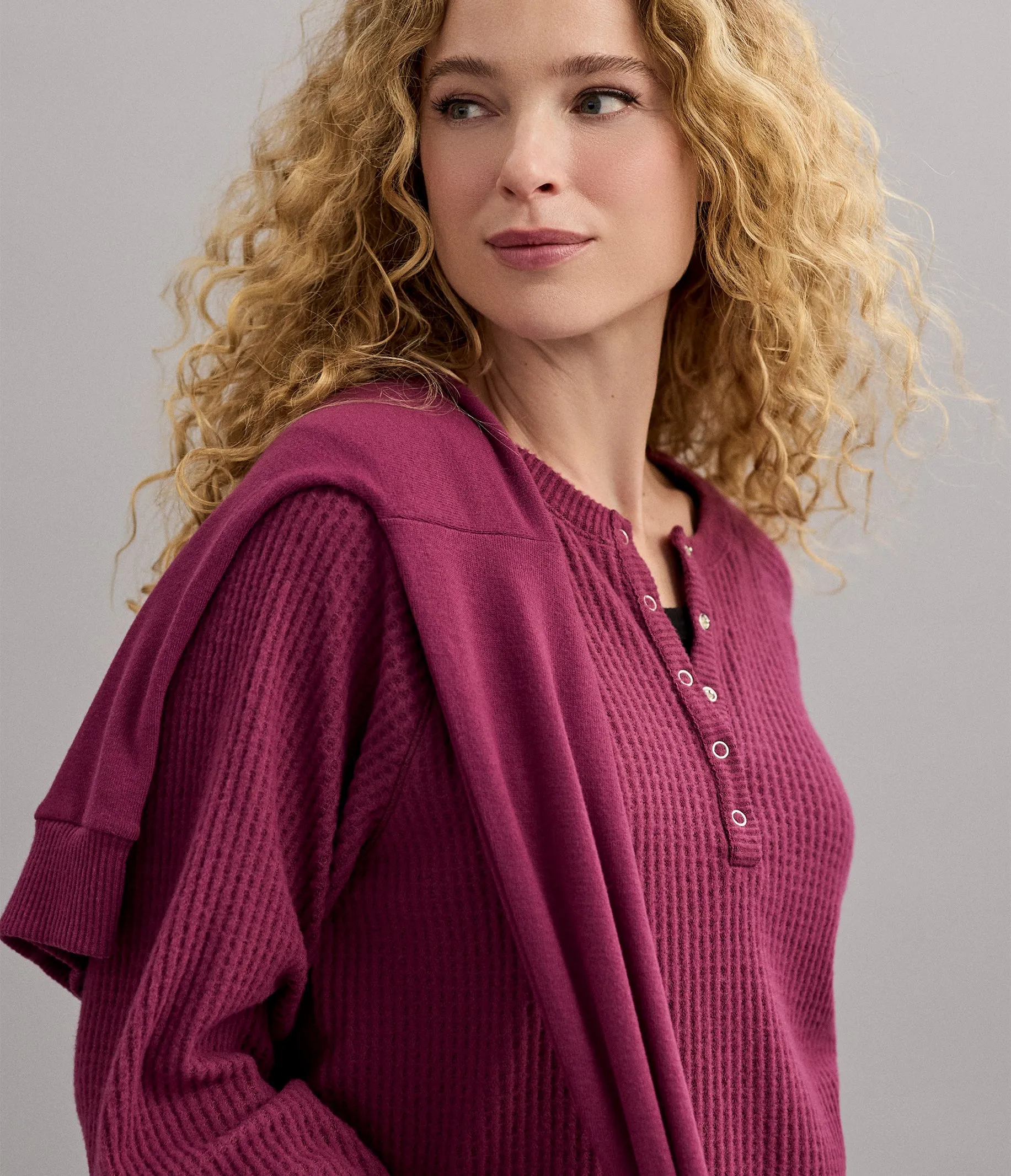 Eira Henley Brushed Waffle Top sold by Michael Stars product image thumbnail 2