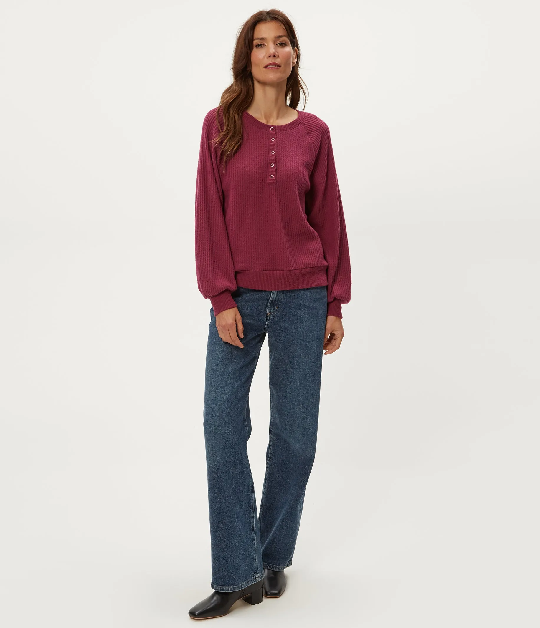 Eira Henley Brushed Waffle Top sold by Michael Stars product image thumbnail 4