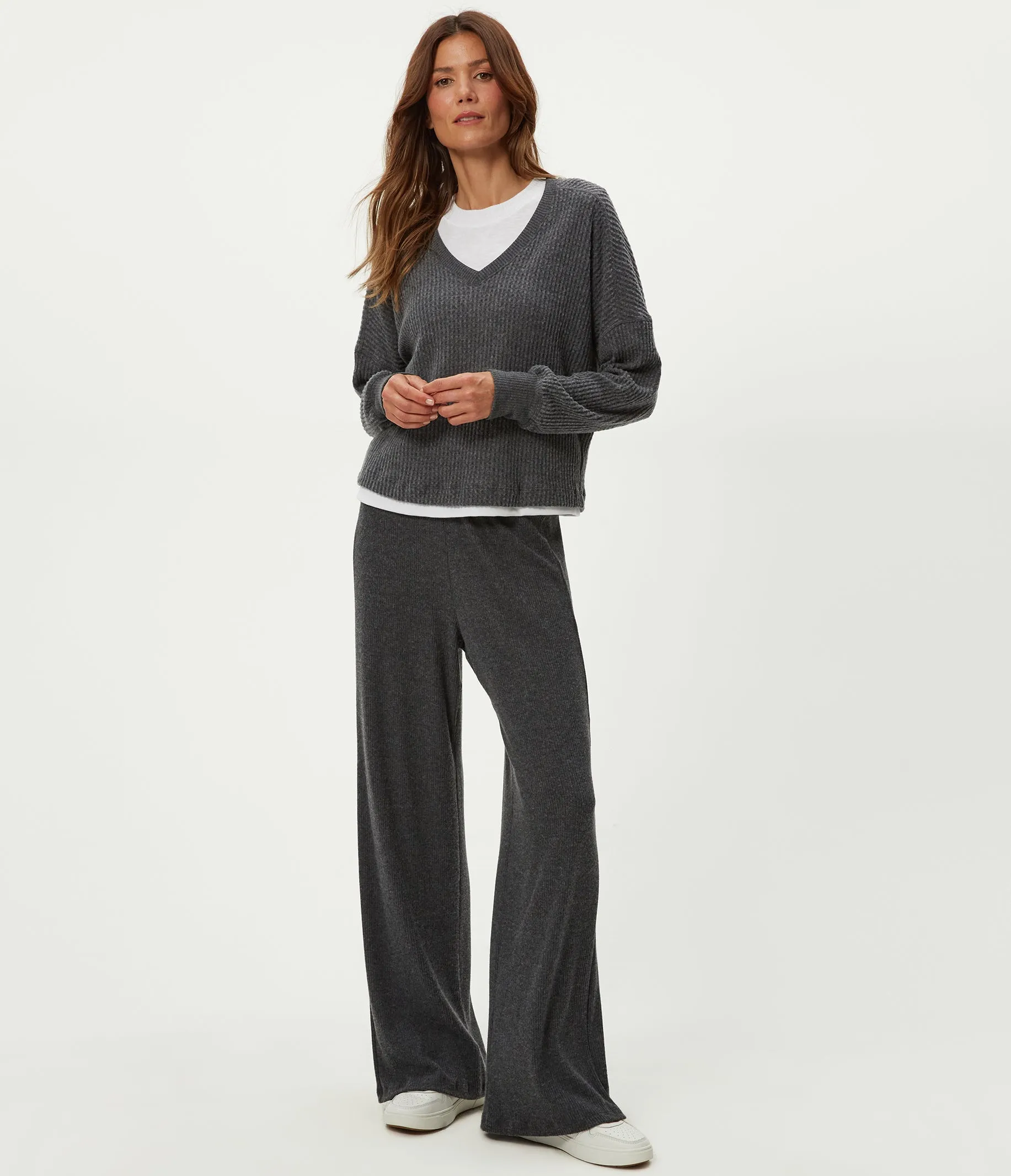 Salma V-Neck Brushed Waffle Top sold by Michael Stars product image thumbnail 3