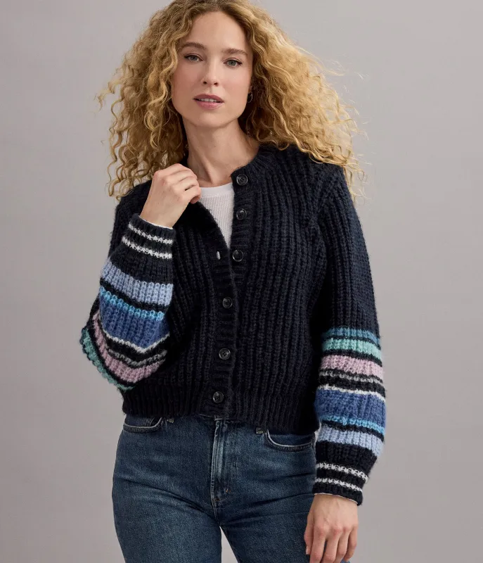 Lumi Striped Crew Cardigan sold by Michael Stars