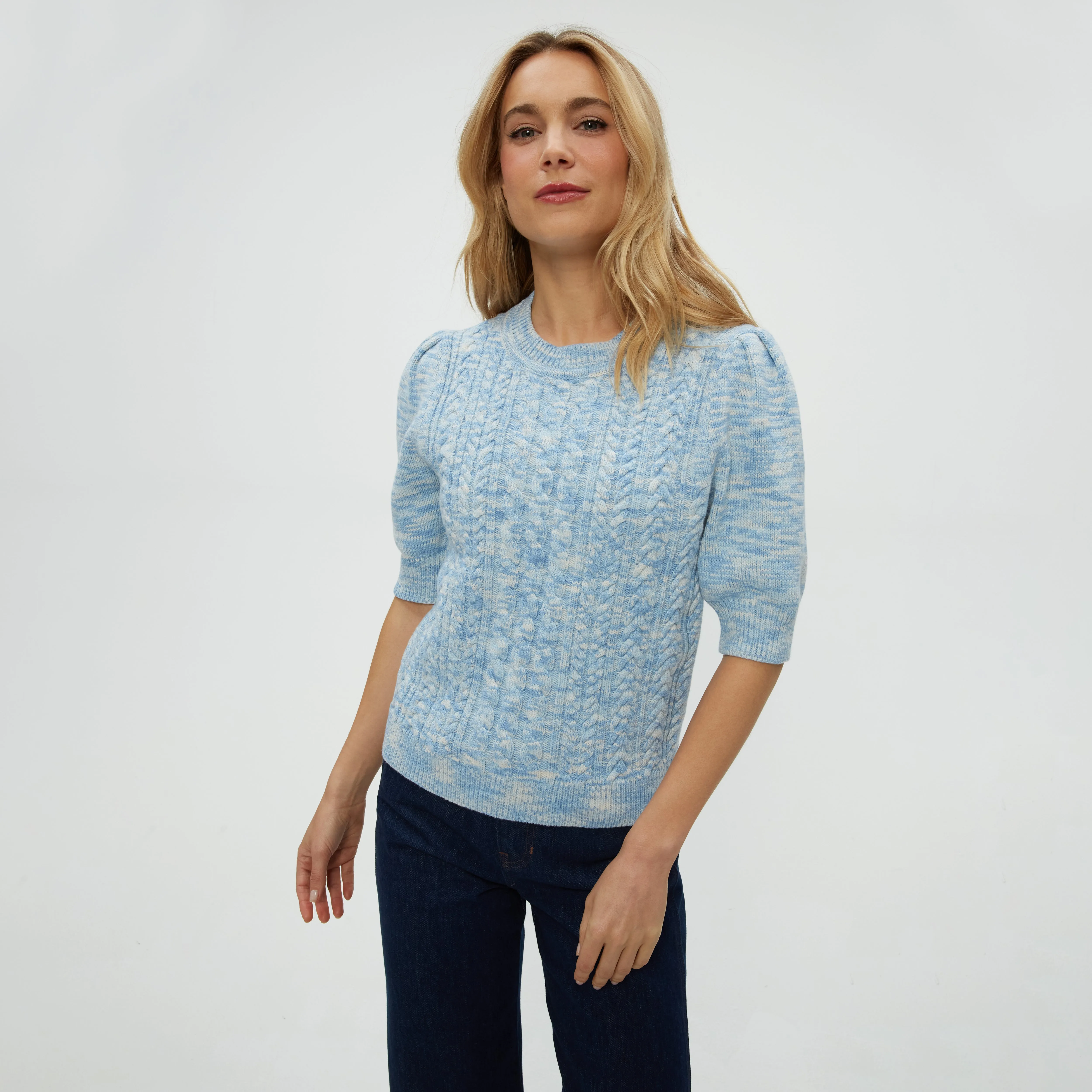 Elaine Mixed Puff Sleeve Pullover sold by Michael Stars