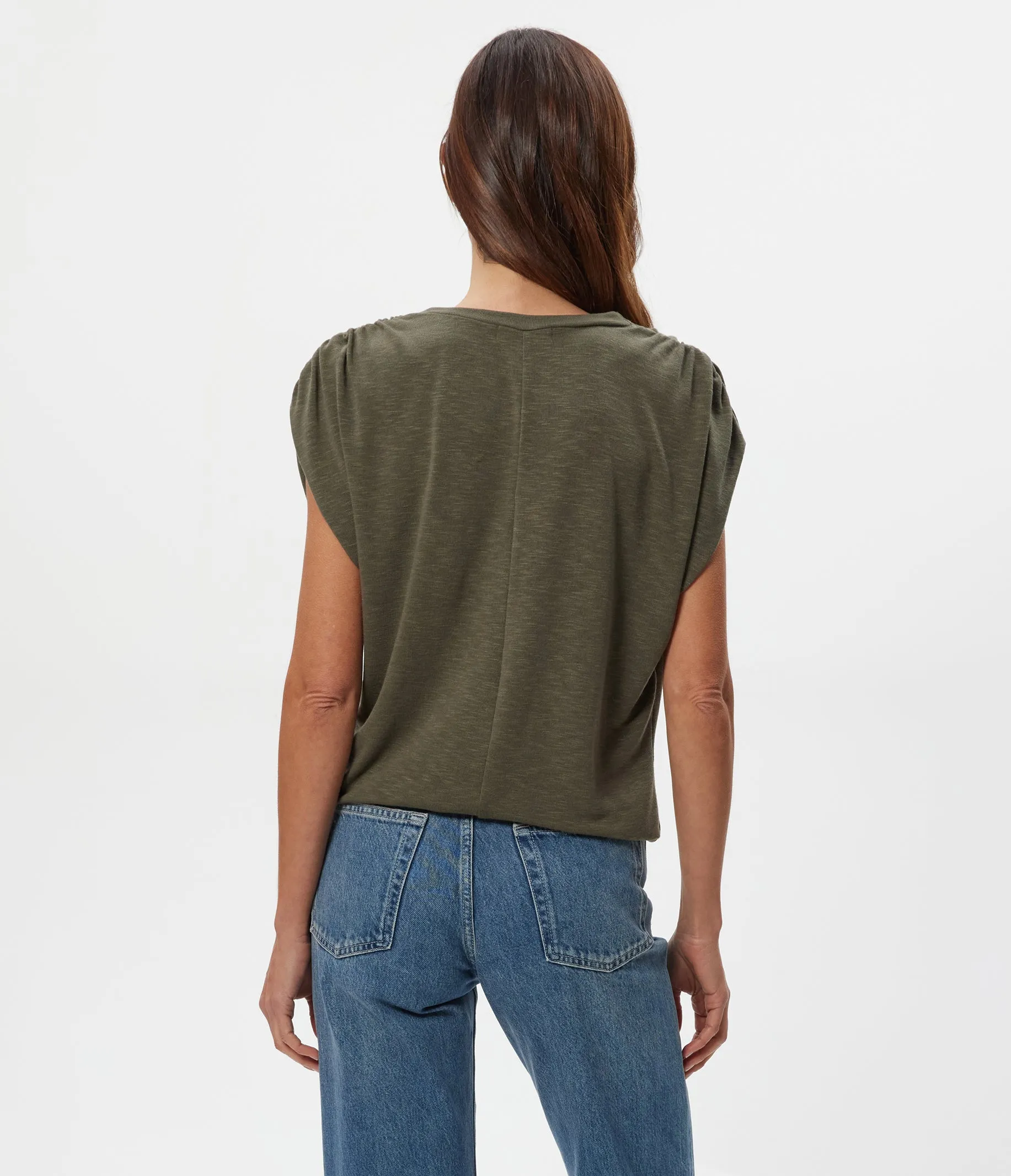 Sharon Shirred Bubble Top sold by Michael Stars product image thumbnail 5