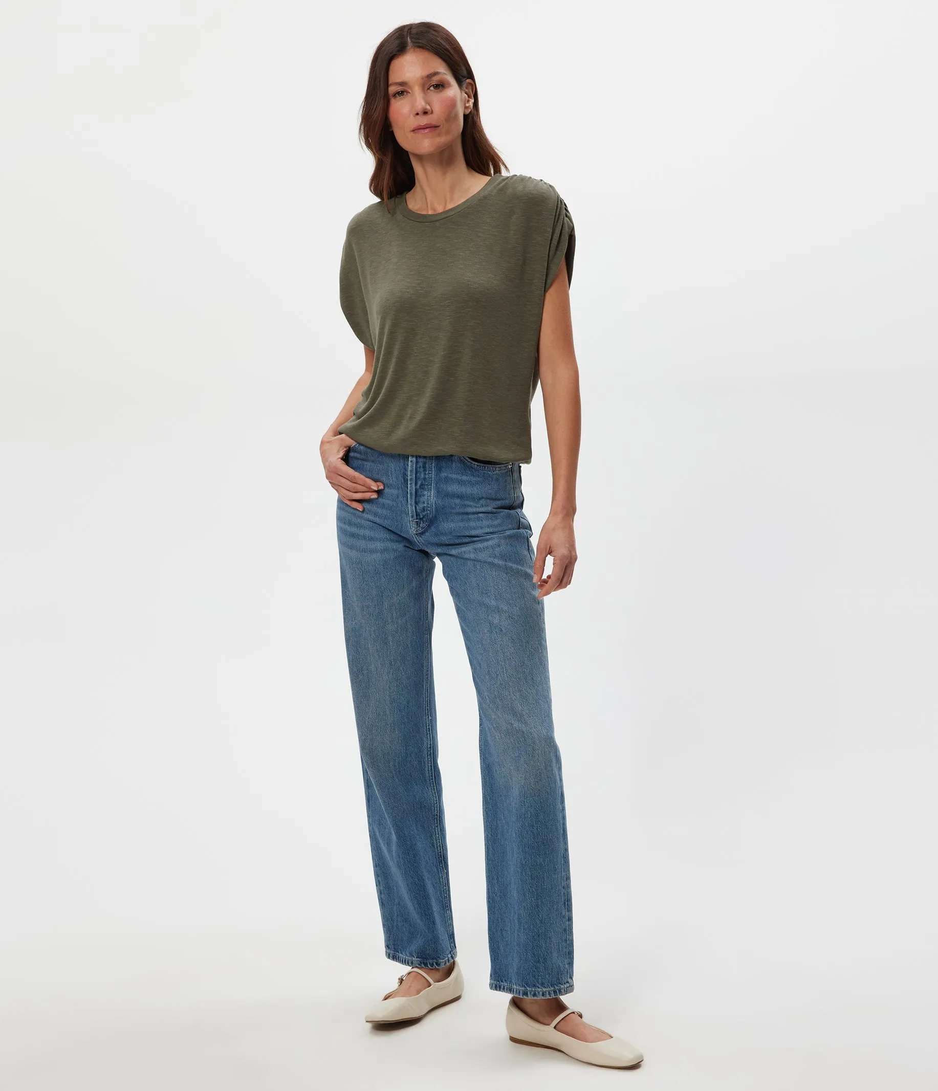 Sharon Shirred Bubble Top sold by Michael Stars product image thumbnail 2