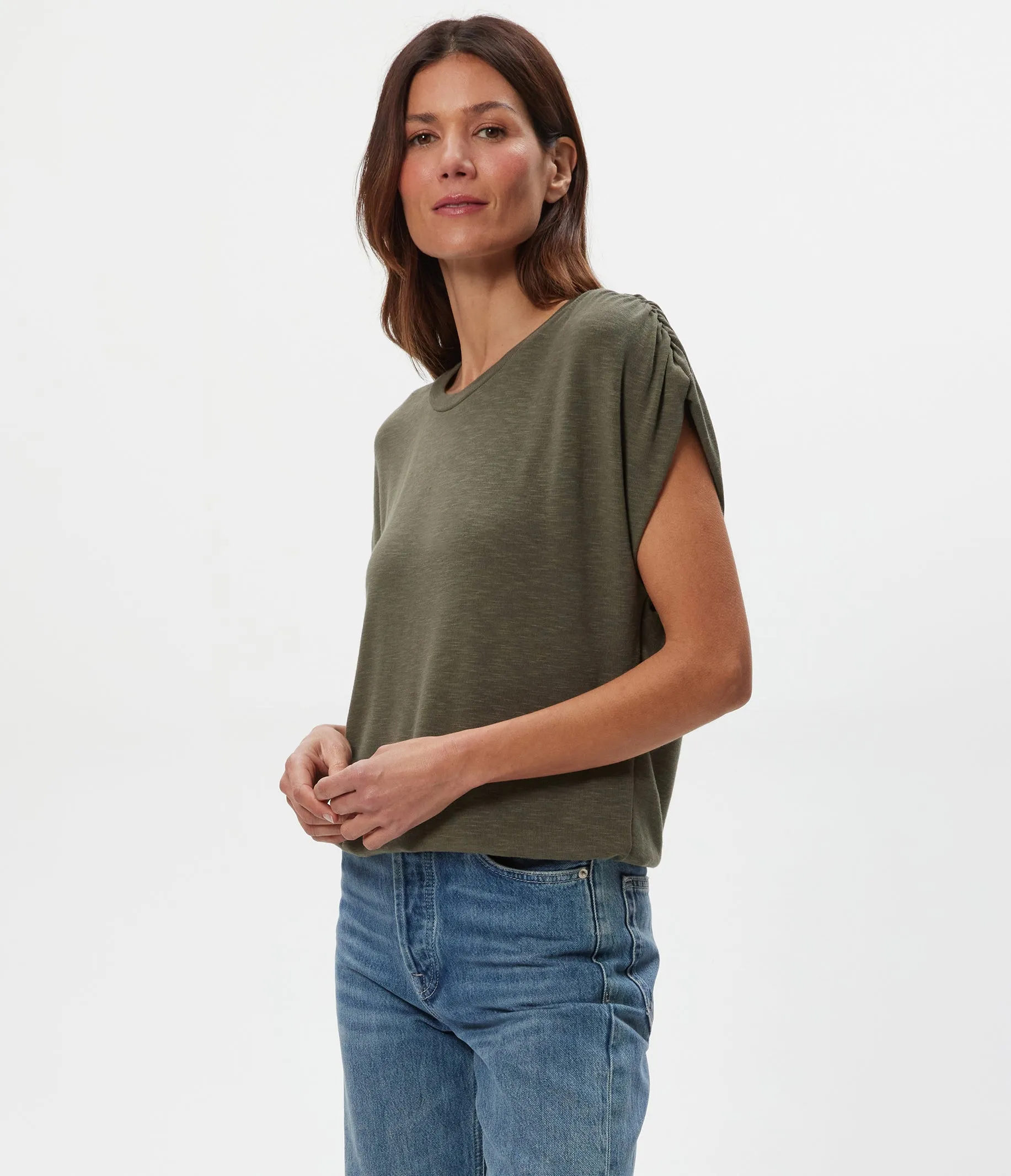Sharon Shirred Bubble Top sold by Michael Stars product image thumbnail 3