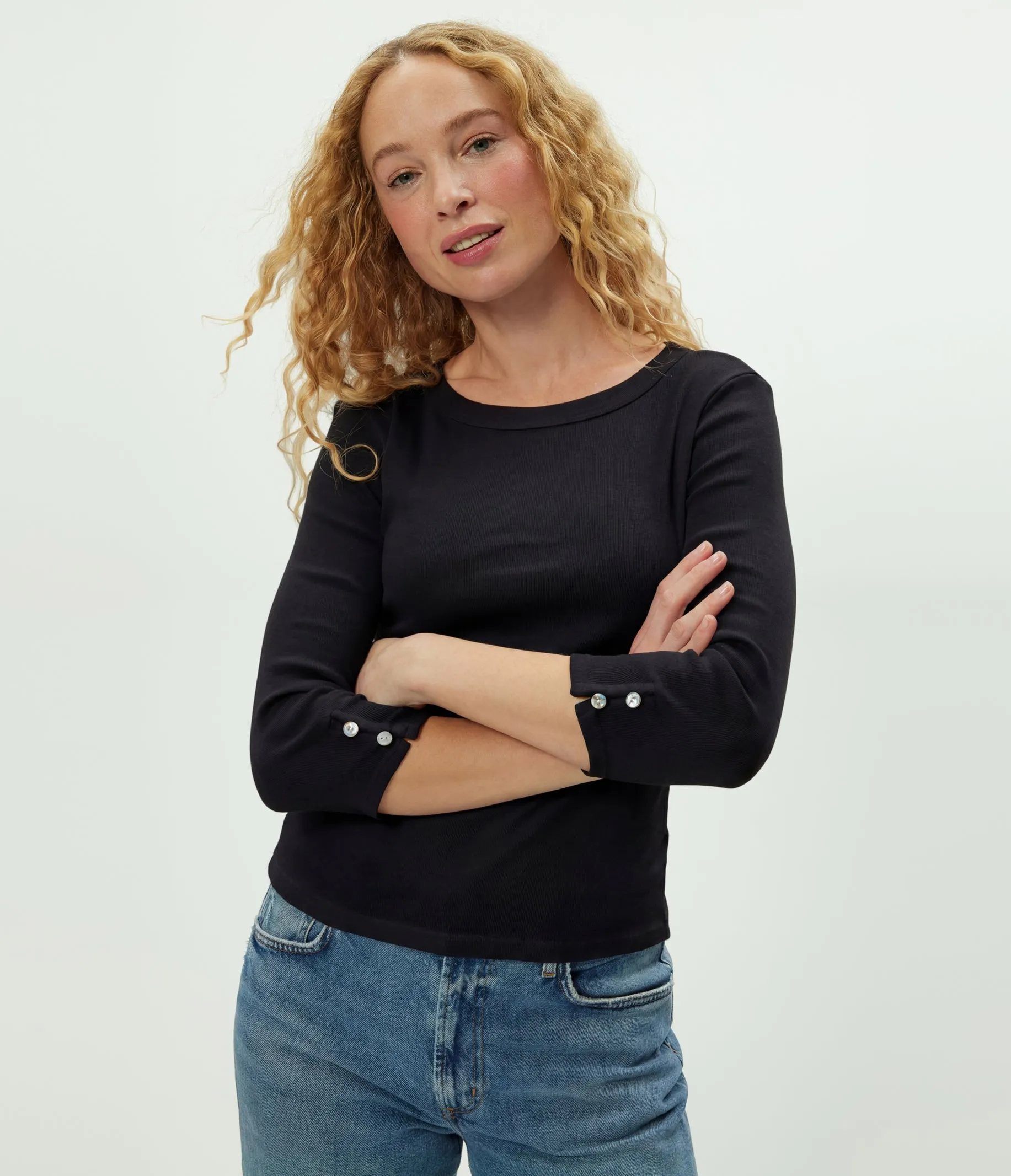 Joyce 3/4 Button Sleeve Tee sold by Michael Stars product image thumbnail 5