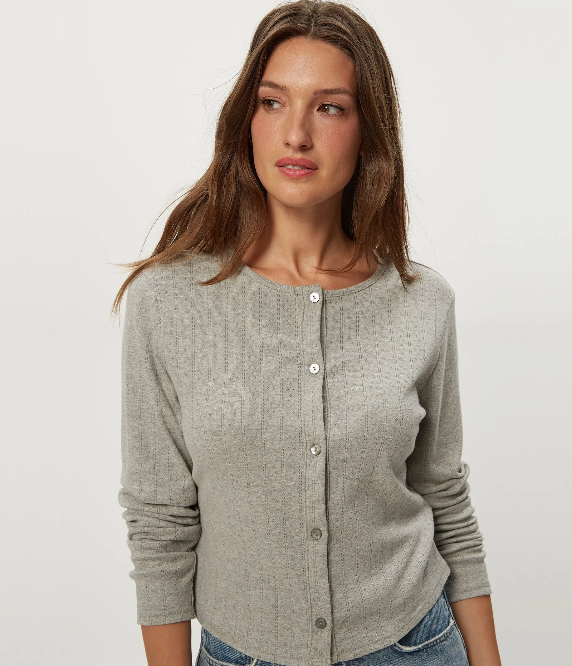 Mackenzie Pointelle Cardigan sold by Michael Stars product image thumbnail 3