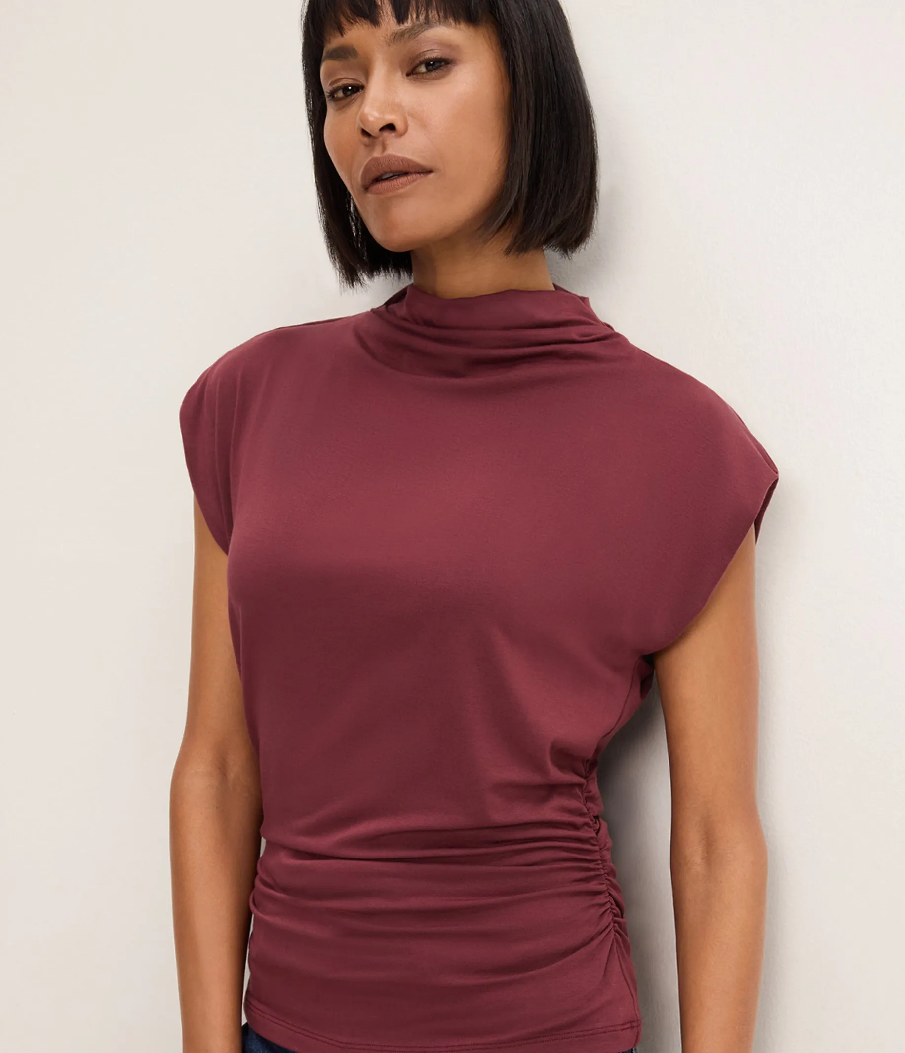 Mina Mock Neck Power Shoulder Top sold by Michael Stars product image thumbnail 5