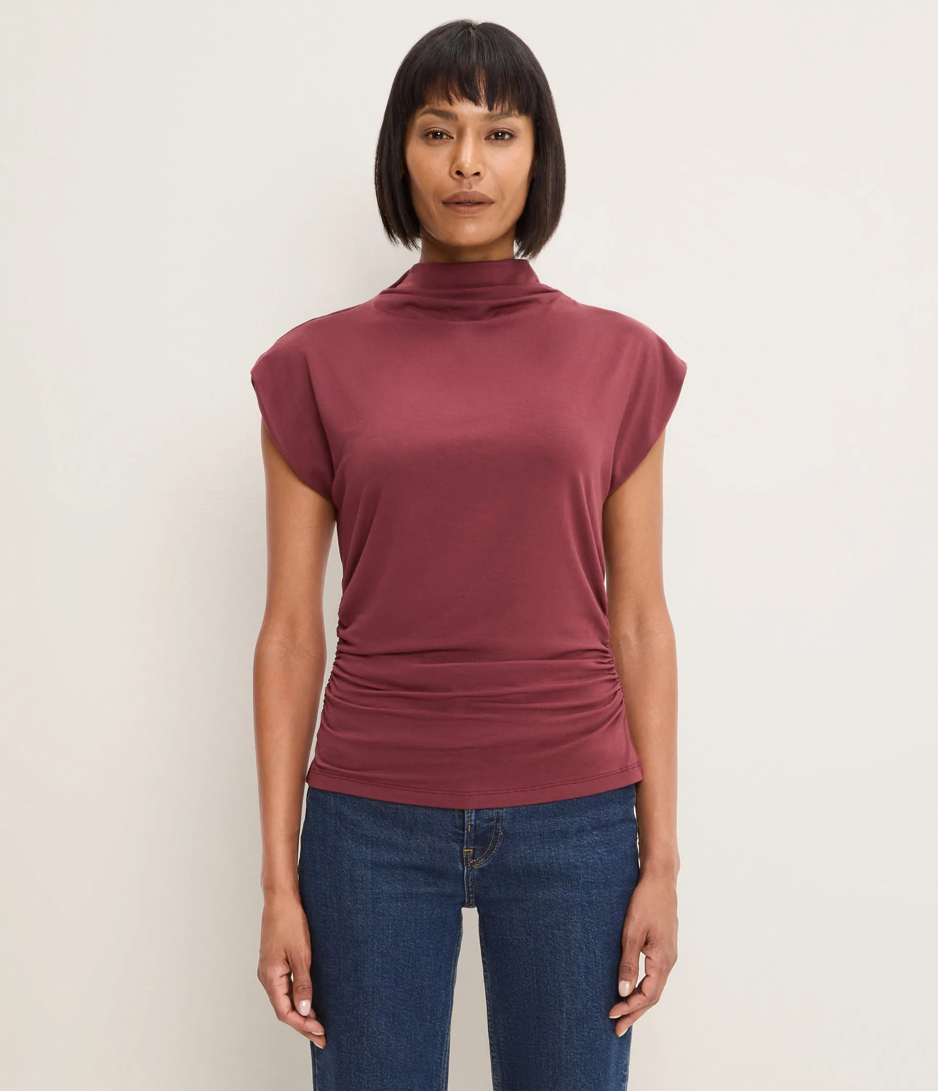 Mina Mock Neck Power Shoulder Top sold by Michael Stars product image thumbnail 2