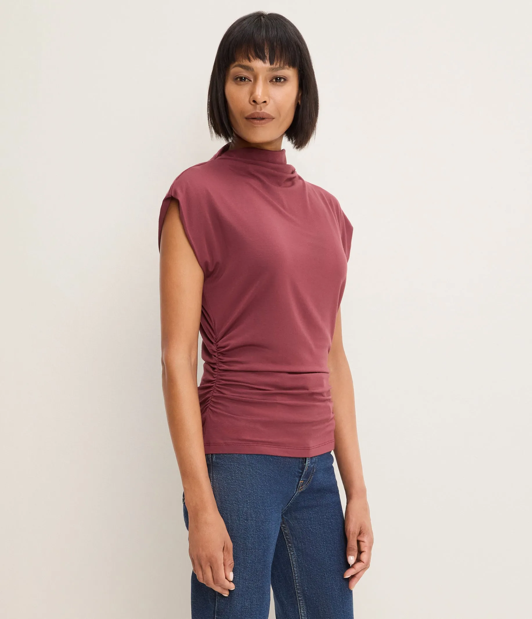Mina Mock Neck Power Shoulder Top sold by Michael Stars product image thumbnail 3