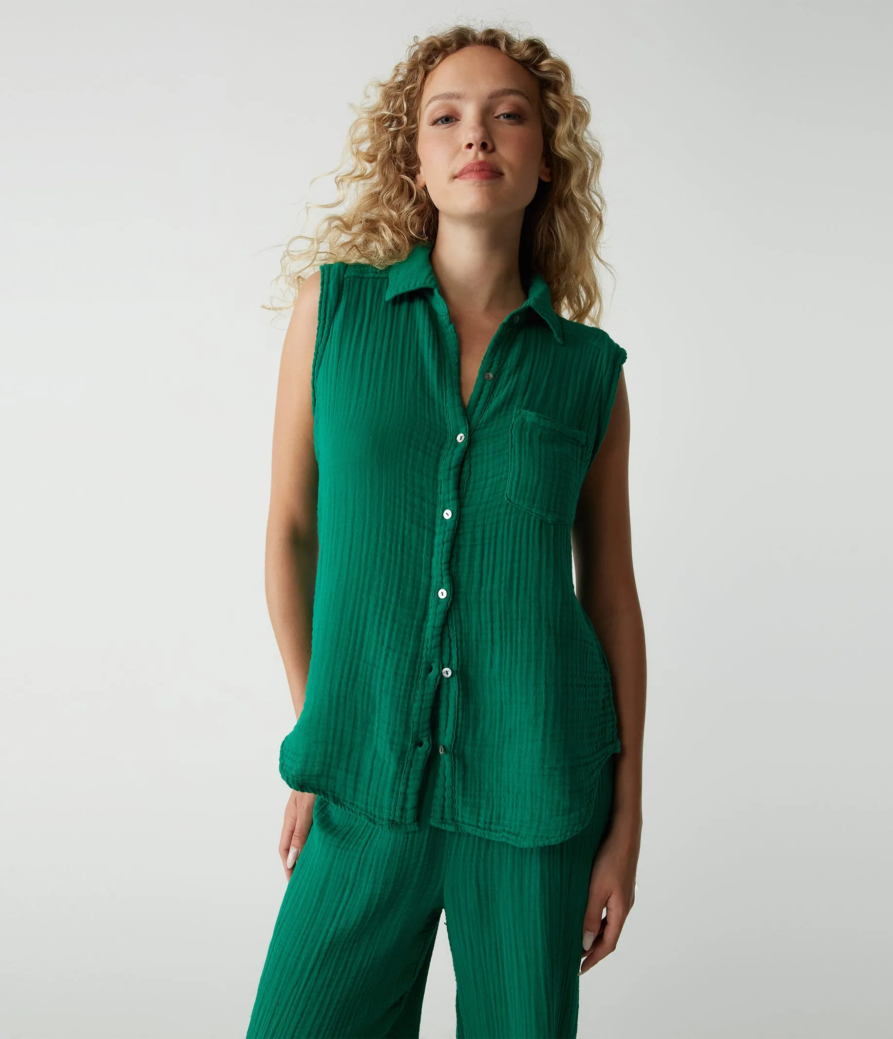 Monique Gauze Button Down Tank sold by Michael Stars product image thumbnail 2