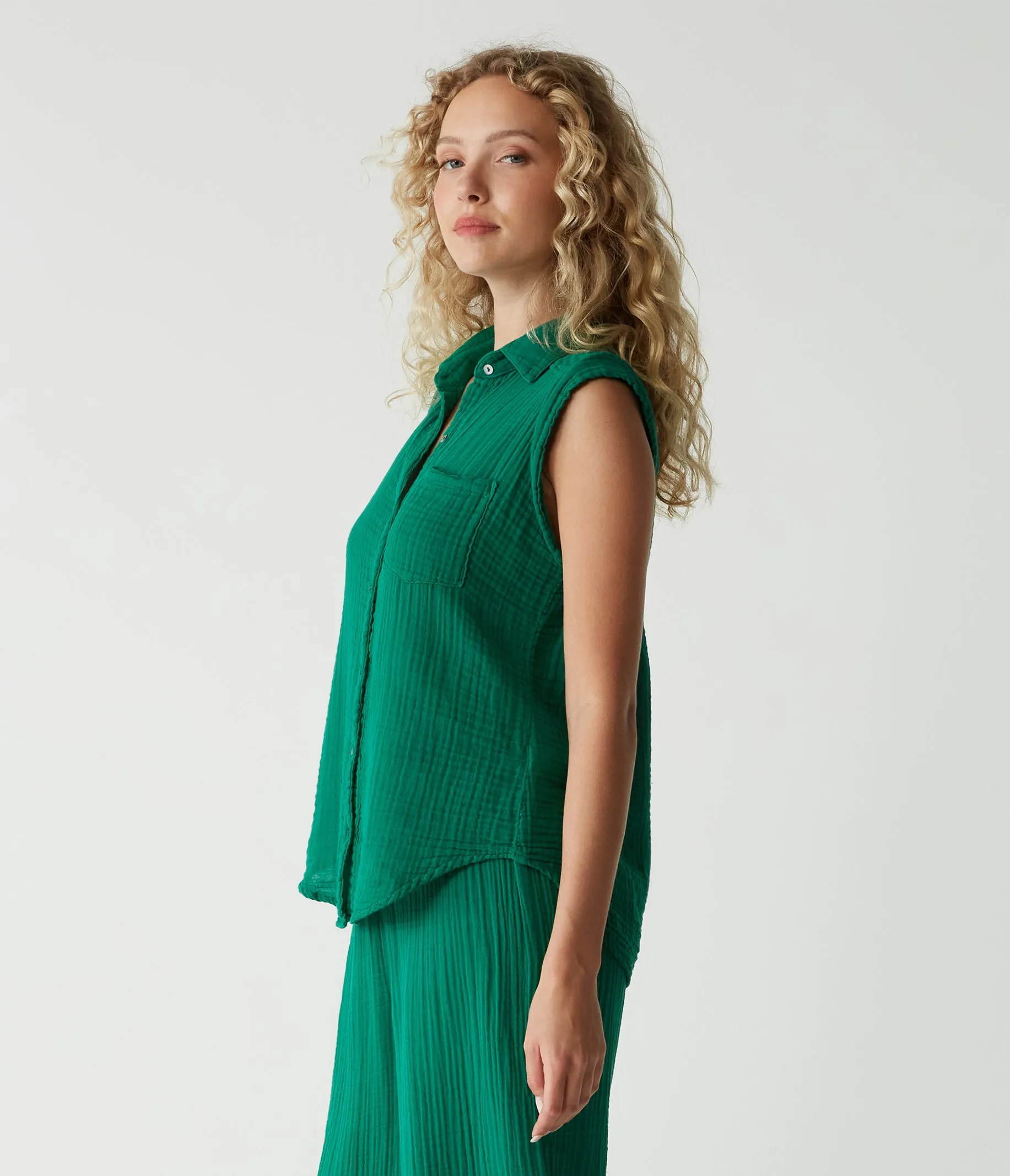 Monique Gauze Button Down Tank sold by Michael Stars product image thumbnail 3