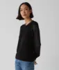 Delia Satin Henley Top sold by Michael Stars