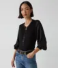 Delia Satin Henley Top sold by Michael Stars