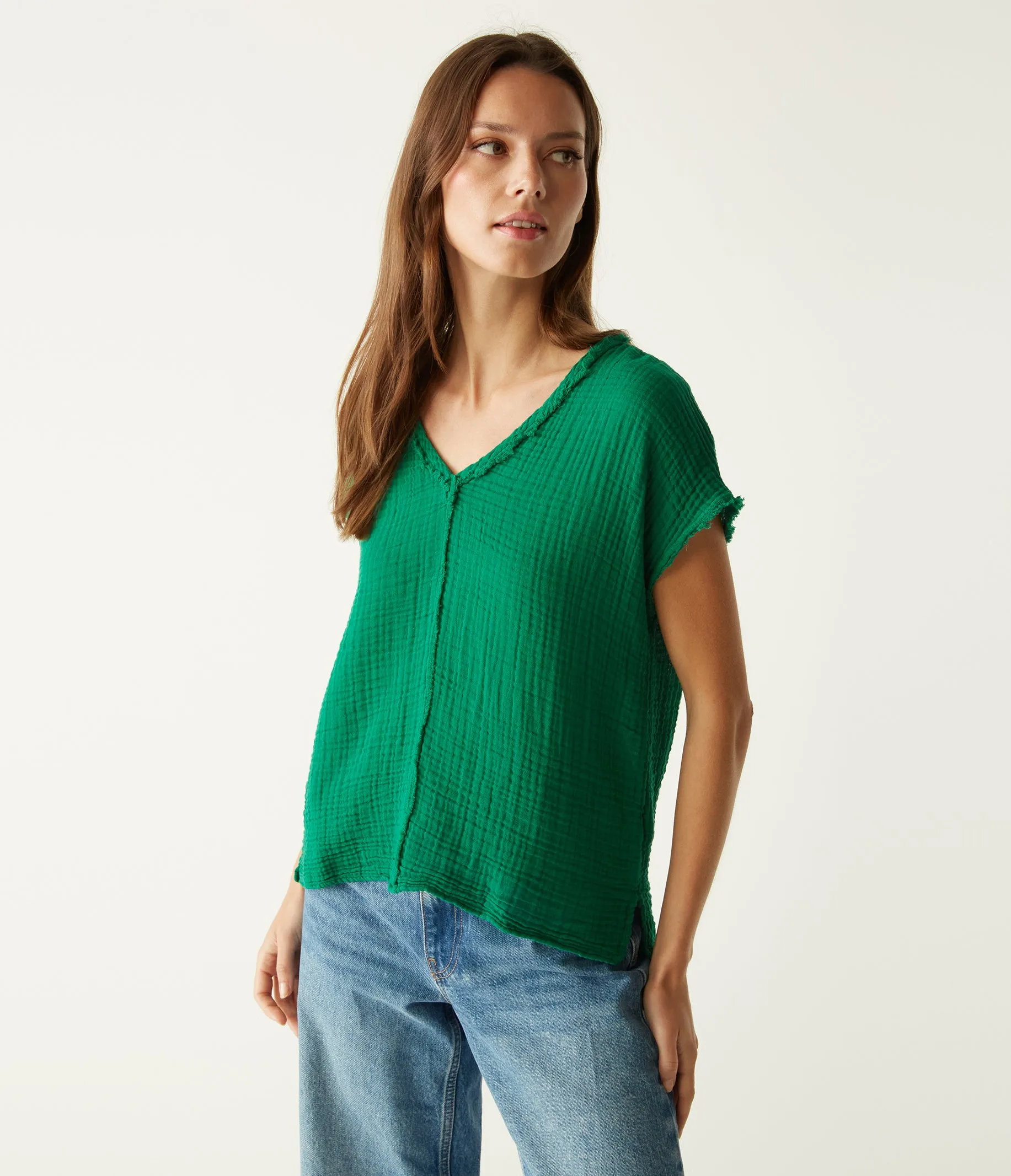 Draya Gauze V-Neck Top sold by Michael Stars product image thumbnail 5