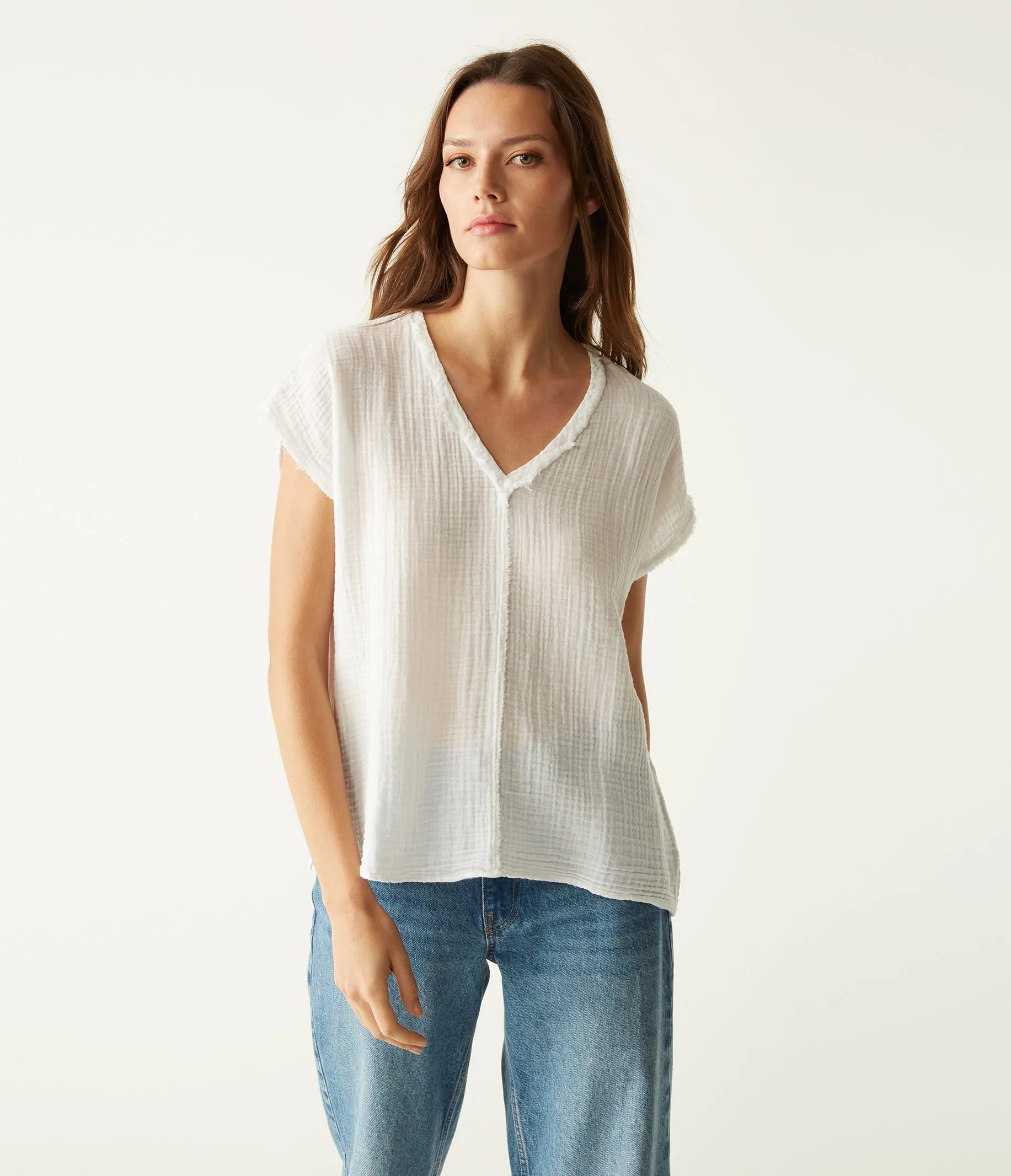 Draya Gauze V-Neck Top sold by Michael Stars product image thumbnail 2