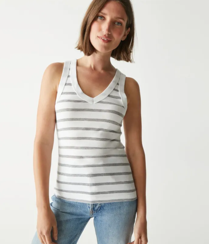 Maya Striped V-Neck Tank made by Michael Stars