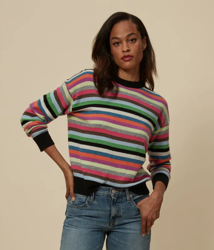 Celeste Striped Crewneck Cashmere Sweater sold by Michael Stars