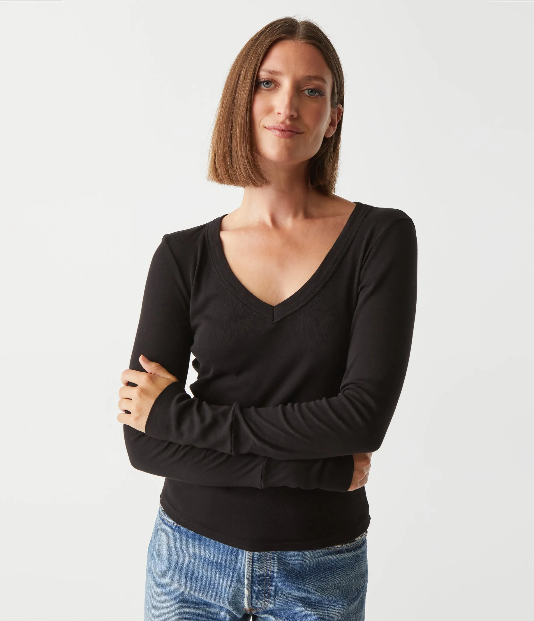 Logan Supima V-Neck Tee sold by Michael Stars