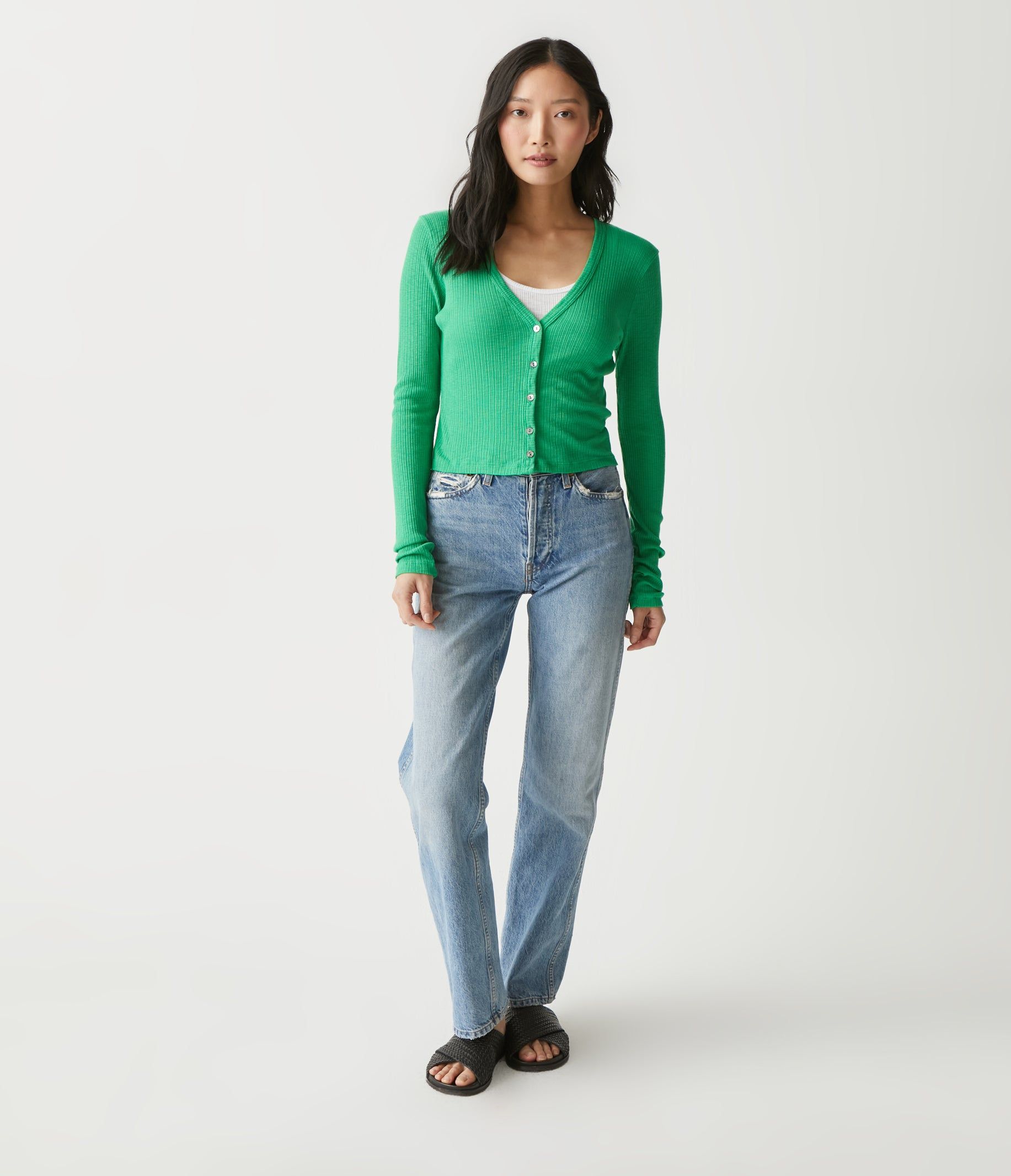 Lyla Ribbed Cardigan sold by Michael Stars product image thumbnail 2