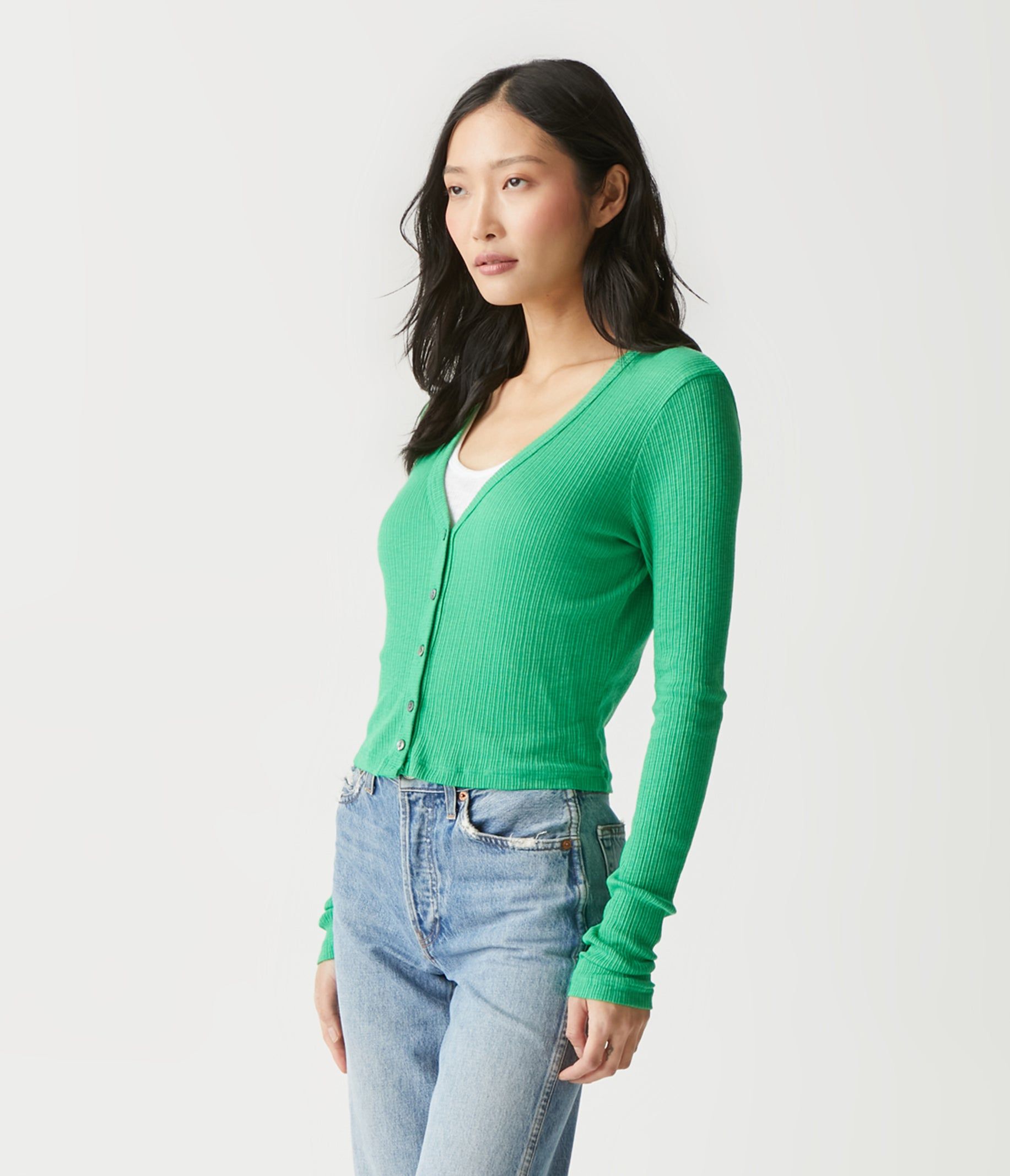 Lyla Ribbed Cardigan sold by Michael Stars product image thumbnail 3