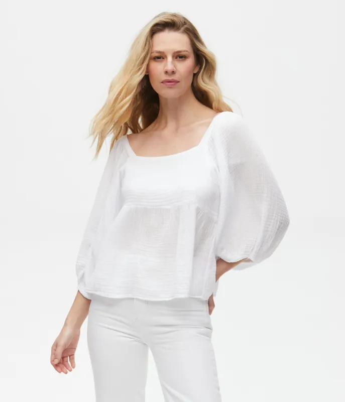 Patsy Gauze Square Neck Top sold by Michael Stars