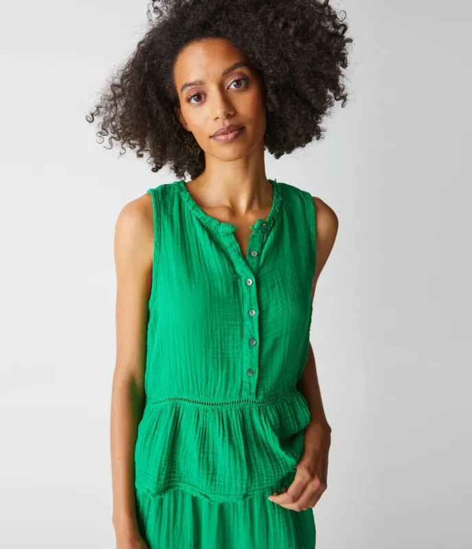 Giorgia Gauze Henley Tank sold by Michael Stars