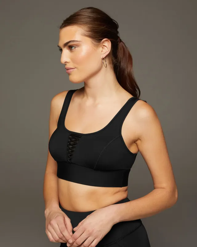 Nero Lace-Up Longline Bra made by MICHI