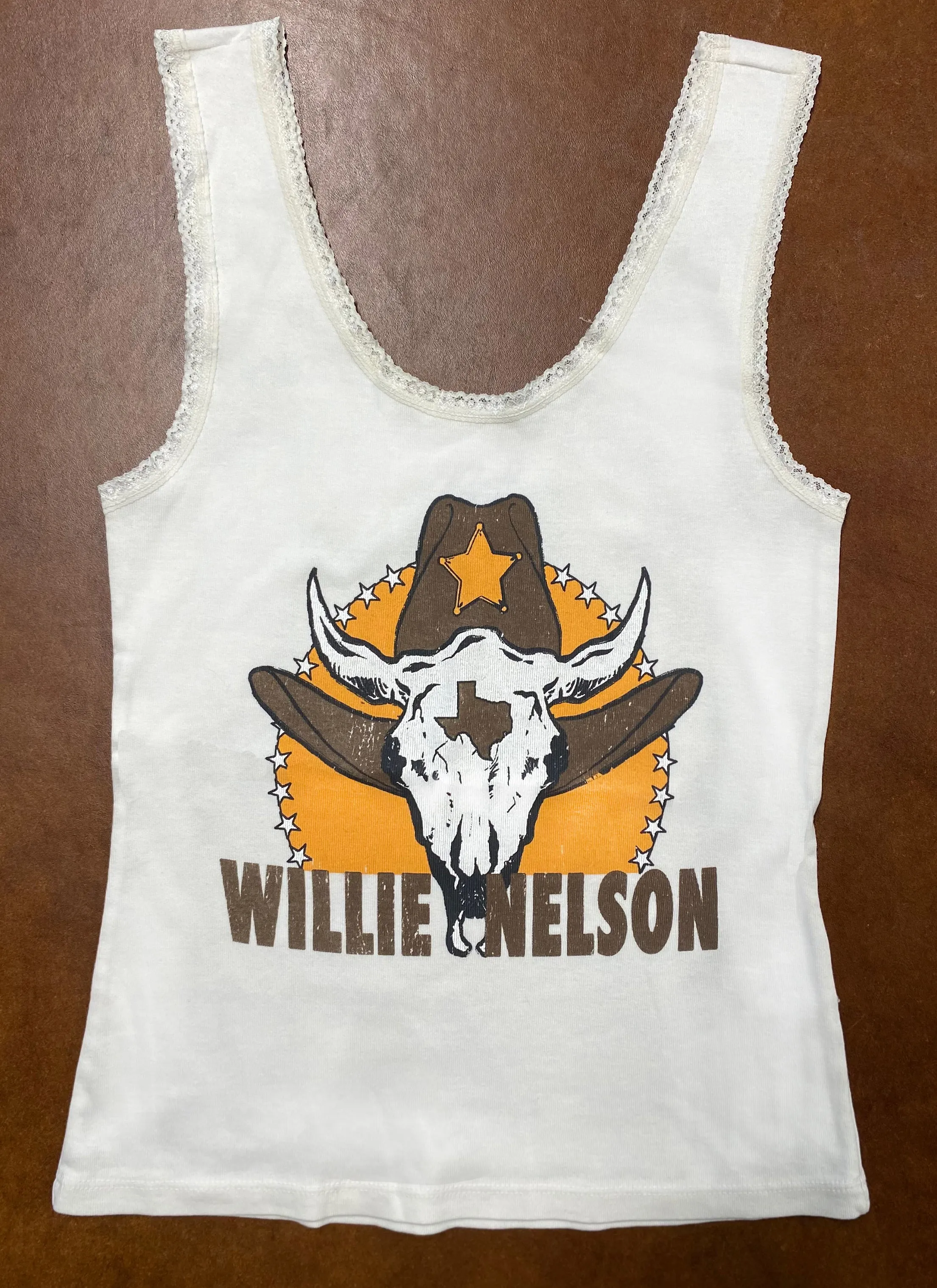 Willie Nelson Bull Lace Tank sold by Midnight Rider