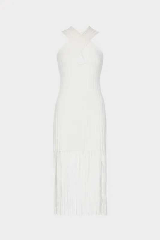 Cross Front Fringe Dress sold by Milly