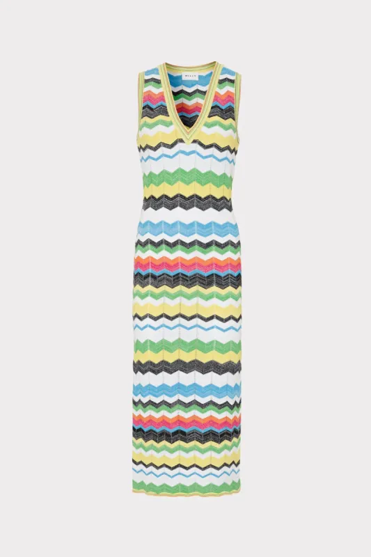 V-Neck Zig Zag Midi Dress sold by Milly