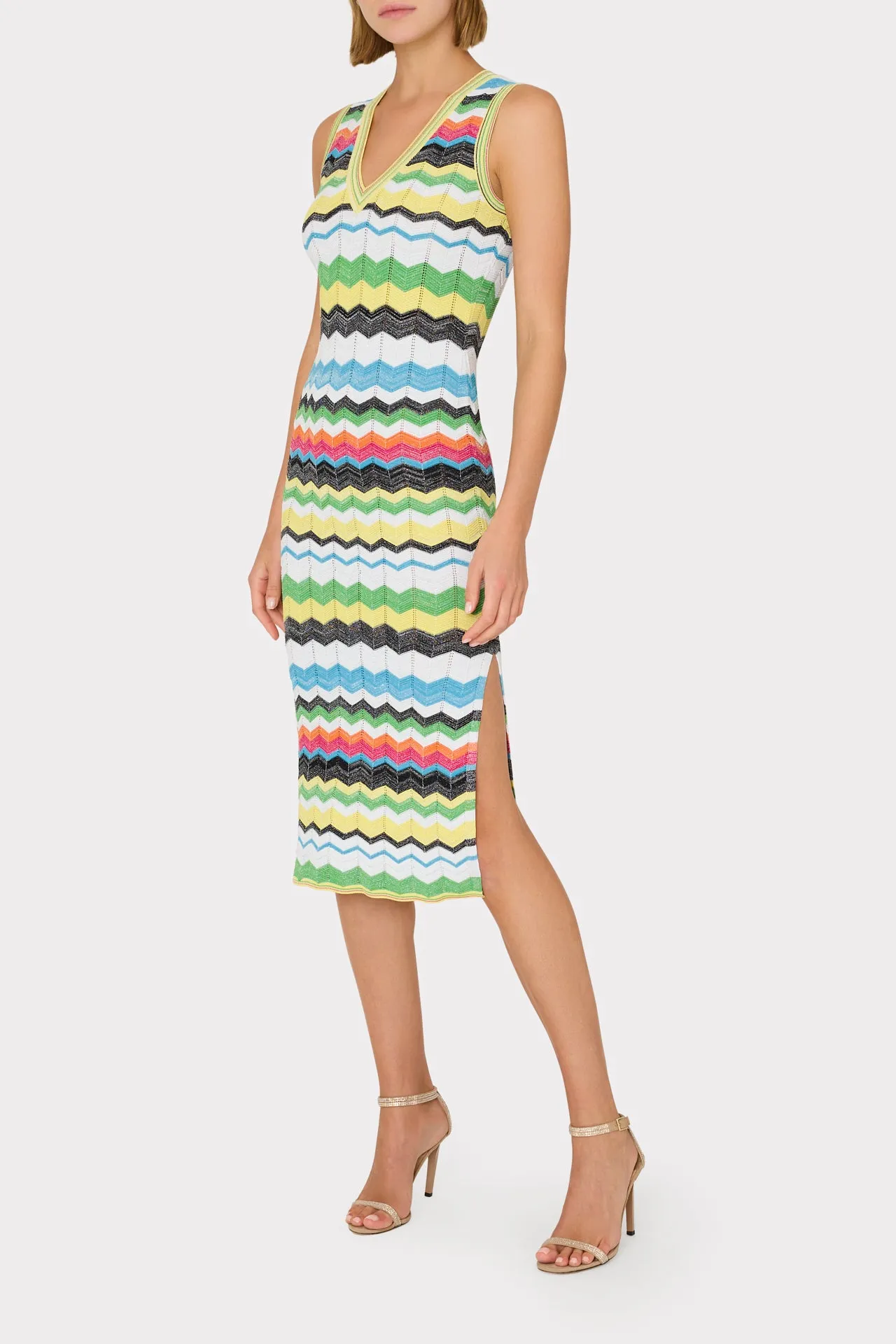 V-Neck Zig Zag Midi Dress sold by Milly product image thumbnail 2