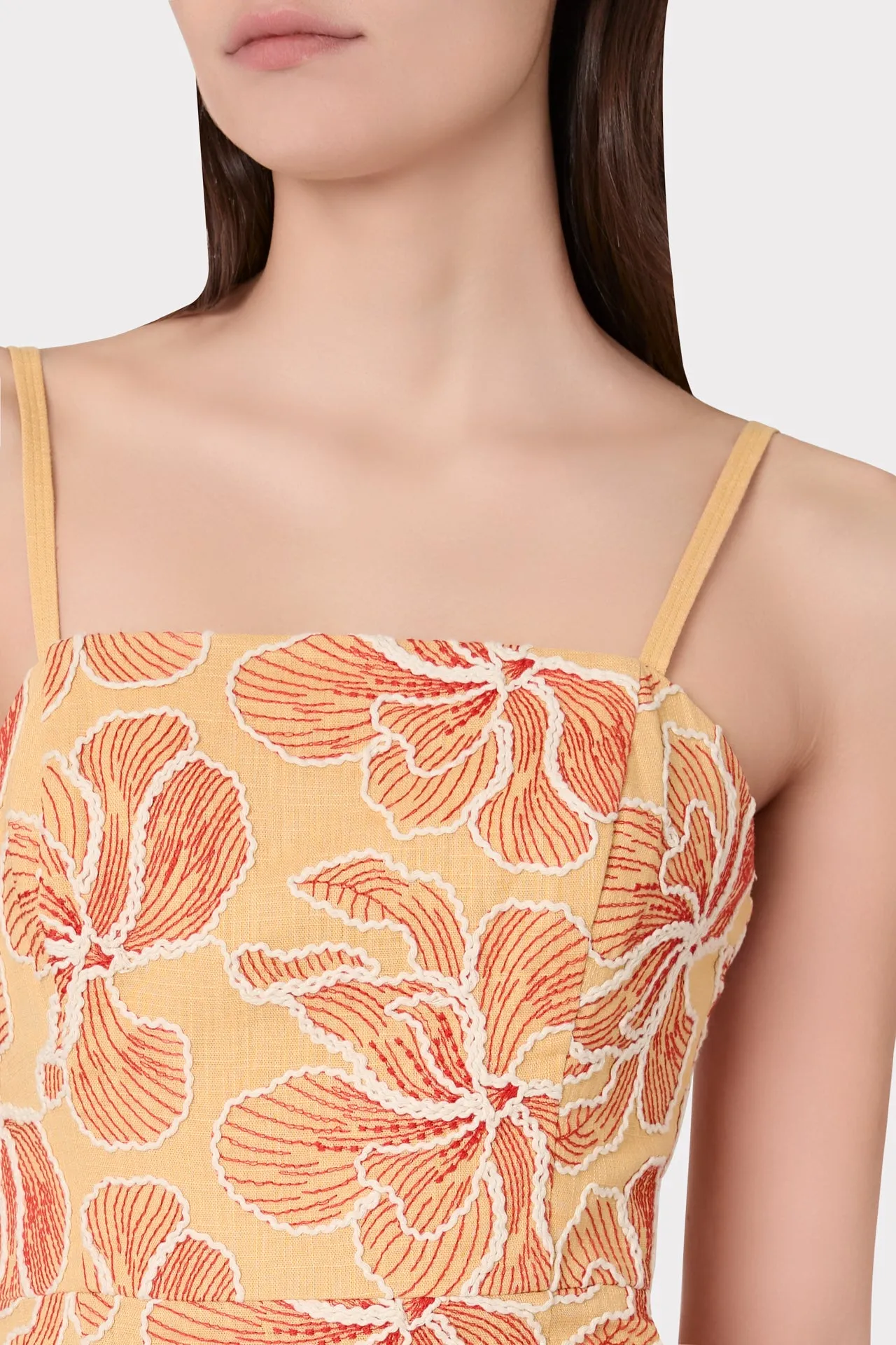 Ciara Floral Embroidered Linen Dress sold by Milly product image thumbnail 4