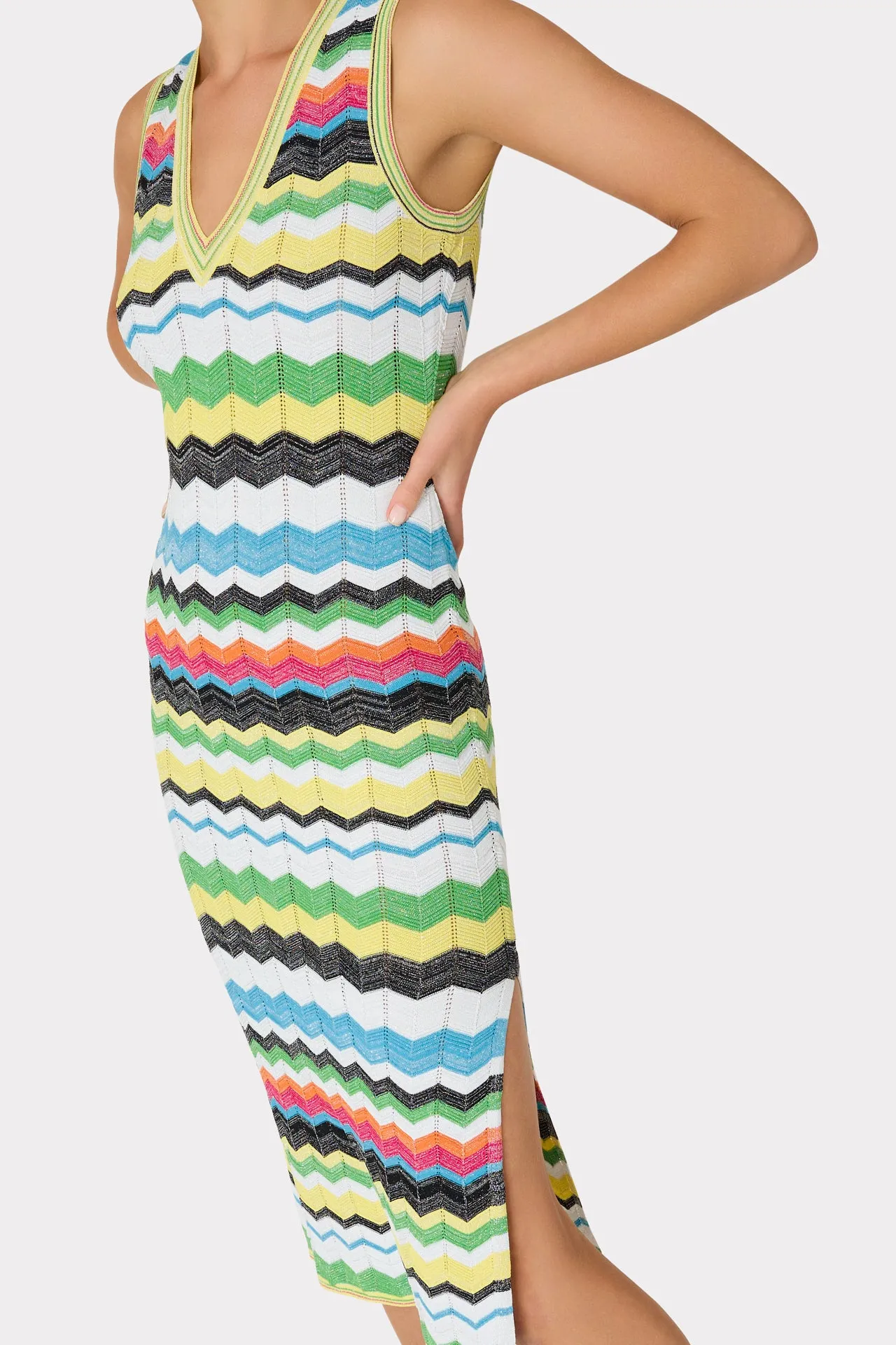 V-Neck Zig Zag Midi Dress sold by Milly product image thumbnail 3