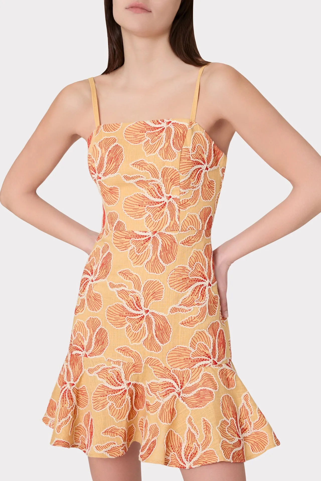 Ciara Floral Embroidered Linen Dress sold by Milly product image thumbnail 3