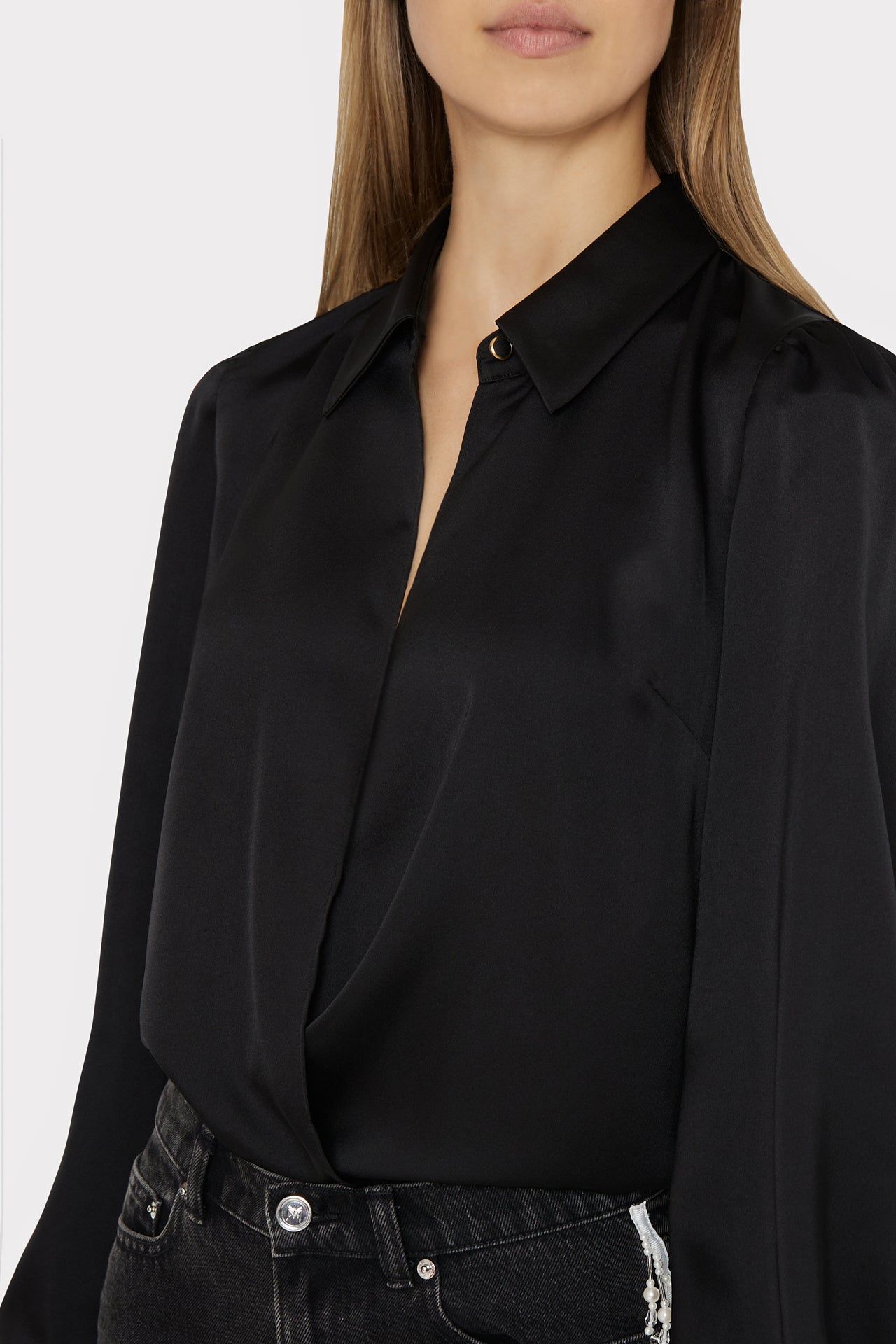 Karson Satin Wrap Blouse sold by Milly product image thumbnail 3