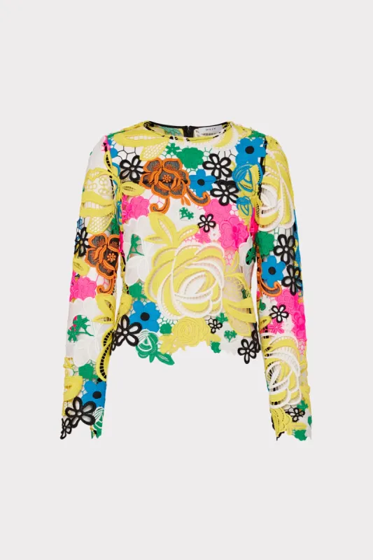 Nori Multi Color Lace Top sold by Milly