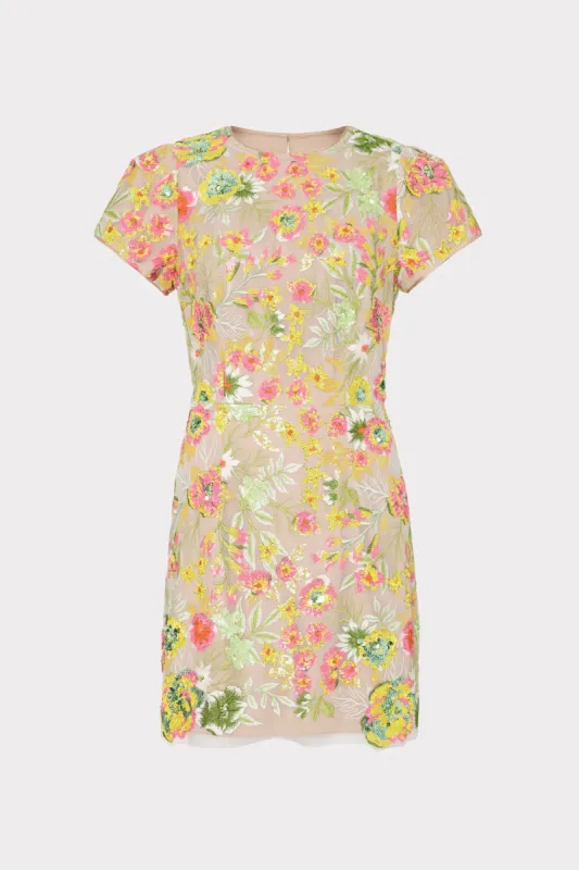 Kyla Botanical Petals Sequins Dress sold by Milly