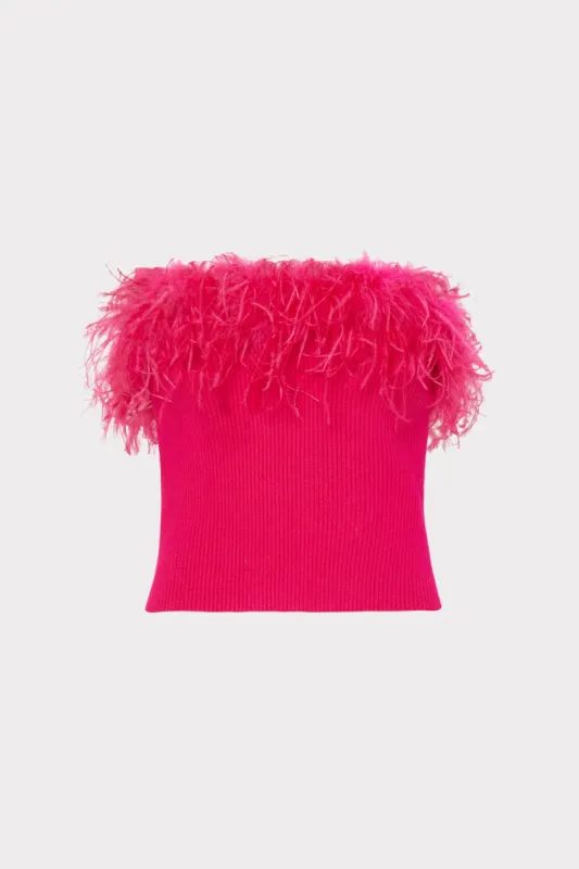 Strapless Feather Knit Top sold by Milly