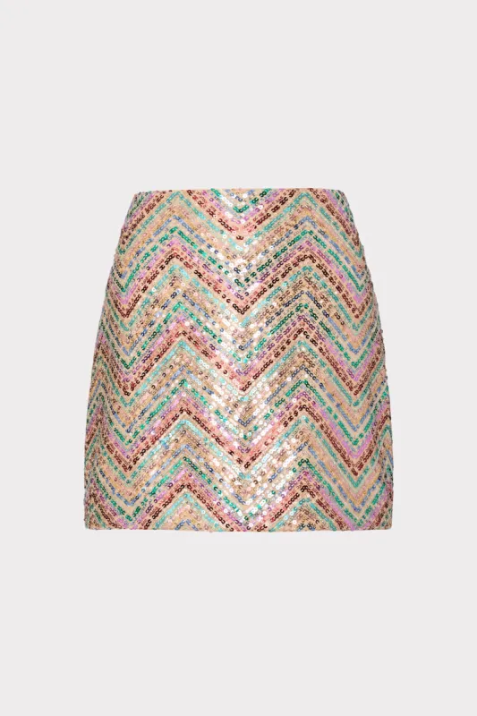 Chevron Sequins Mini Skirt sold by Milly