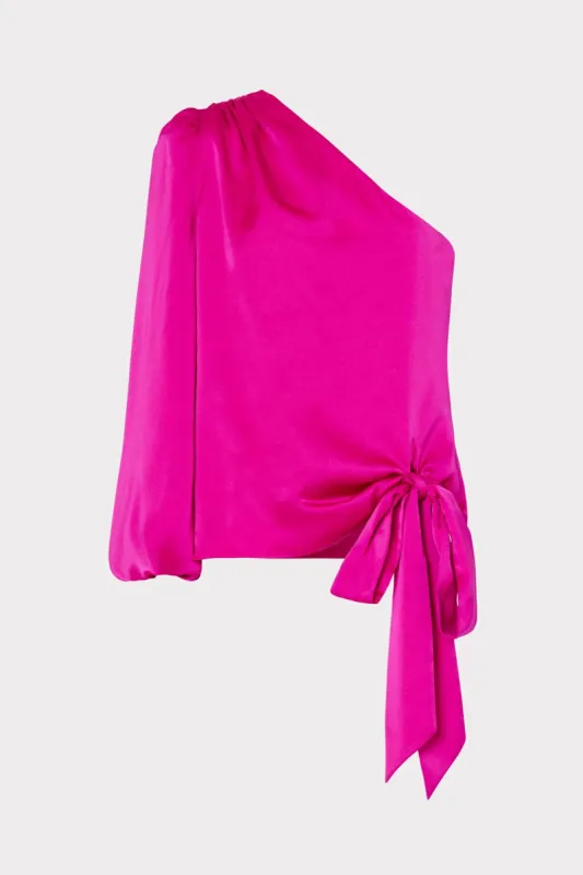 Hellena Satin One Shoulder Top sold by Milly
